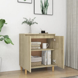 Berkfield Sideboard With Solid Wood Legs Sonoma Oak 60X35X70 Cm Engineered Wood - thumbnail 3