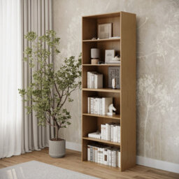 Urbn-Living Urbnliving Height 180Cm Wide 6 Tier Book Shelf Deep Bookcase Storage Cabinet Display Colour Beech Dining Living Room - thumbnail 3