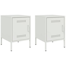 Berkfield Bedside Cabinets 2 Pcs White 36X39X50.5 Cm Steel - thumbnail 2