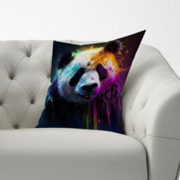 Warren Reed Designer Panda Face Splashart Colourful Cushions 60Cm X 60Cm - thumbnail 2