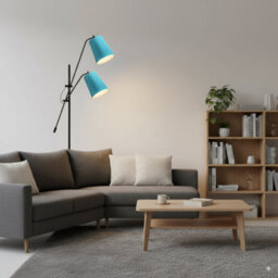 Fabric Lampshade With Premium Quality Free A60 Led Bulb Light Blue Light Shade For Floor Lamps - thumbnail 4