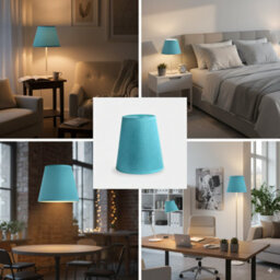 Fabric Lampshade With Premium Quality Free A60 Led Bulb Light Blue Light Shade For Floor Lamps - thumbnail 5