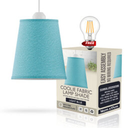 16Cm Fabric Lampshade Light Blue Premium Quality Shade For Floor Lamps, Modern Design, Includes A60 Led Bulb