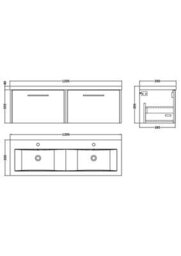 Hudson Reed Juno Wall Hung 2 Soft Close Drawer Vanity Unit With Double Ceramic Basin In Metallic Slate Finish, 1205mm - thumbnail 7