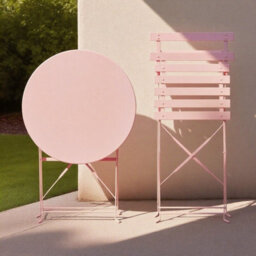 Mof 3-Piece Folding Bistro Set, Outdoor Garden Metal Table And Chairs, Powder-Coated Steel, 4 Colours Available (Pink) - thumbnail 7