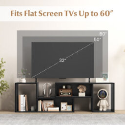 Costway 2-Piece Console Tv Stand Free-Combination Tv Media Table W/ Storage Shelf - thumbnail 7