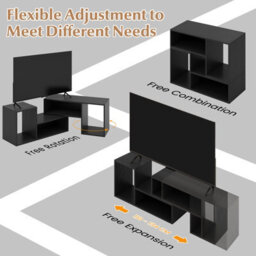 Costway 2-Piece Console Tv Stand Free-Combination Tv Media Table W/ Storage Shelf - thumbnail 5