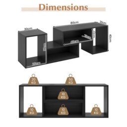 Costway 2-Piece Console Tv Stand Free-Combination Tv Media Table W/ Storage Shelf - thumbnail 2