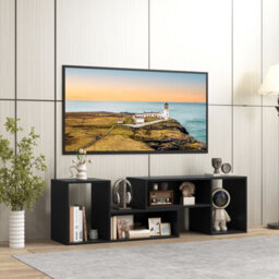 Costway 2-Piece Console Tv Stand Free-Combination Tv Media Table W/ Storage Shelf - thumbnail 1