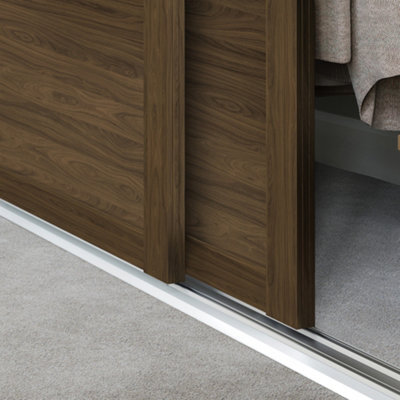 Spacepro Shaker 3 Panel Matt Carini Walnut Effect Sliding Wardrobe Door (H)2220mm (W)610mm - image 1