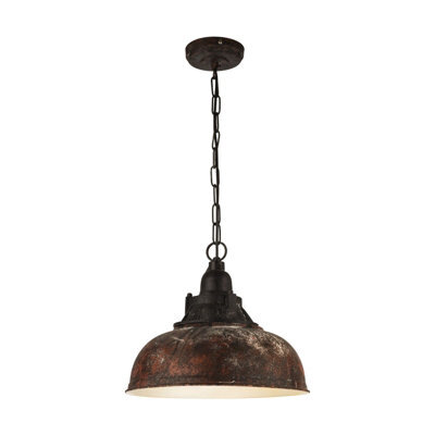 Stylish Tarnished Copper Hanging Ceiling Pendant Light With Industrial Shade - image 1