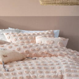 Linen House Haze Tufted Polka Dot 100% Cotton Duvet Cover Set, Super King, Pink - thumbnail 3