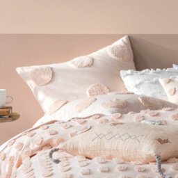 Linen House Haze Tufted Polka Dot 100% Cotton Duvet Cover Set, Super King, Pink - thumbnail 2