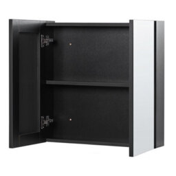 Beliani Bathroom Wall Mounted Mirror Cabinet Navarra 60 Cm 60 Cm Black - thumbnail 4