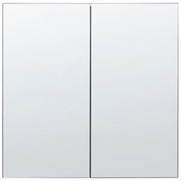Beliani Bathroom Wall Mounted Mirror Cabinet Navarra 60 Cm 60 Cm Black - thumbnail 5