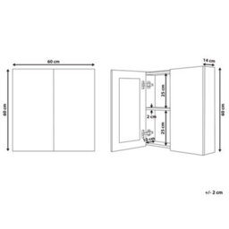 Beliani Bathroom Wall Mounted Mirror Cabinet Navarra 60 Cm 60 Cm Black - thumbnail 3