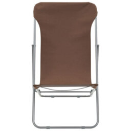 Berkfield Folding Beach Chairs 2 Pcs Steel And Oxford Fabric Brown - thumbnail 3