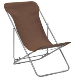 Berkfield Folding Beach Chairs 2 Pcs Steel And Oxford Fabric Brown - thumbnail 2