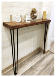 Moderix Rustic Console Table 225mm Hairpin 3R 1016mm Walnut Length Of 80Cm