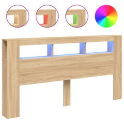 Berkfield Led Headboard Sonoma Oak 200 Cm Engineered Wood - thumbnail 2