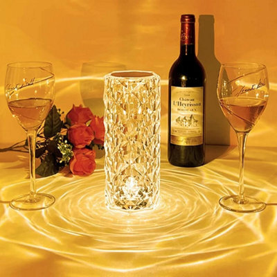 Crystal Led Touch Table Lamp , Rechargeable Rgb Diamond Rose Bedside Light - image 1