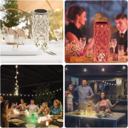 Crystal Led Touch Table Lamp , Rechargeable Rgb Diamond Rose Bedside Light - thumbnail 5