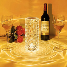 Crystal Led Touch Table Lamp , Rechargeable Rgb Diamond Rose Bedside Light - thumbnail 1
