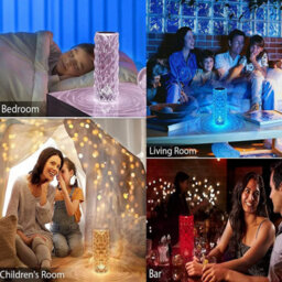 Crystal Led Touch Table Lamp , Rechargeable Rgb Diamond Rose Bedside Light - thumbnail 3