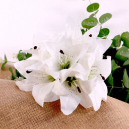 Lily Bouquet - White Artificial Flowers - thumbnail 7