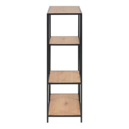 Furniture To Go Seaford Black Metal Asymmetrical Bookcase With 3 Oak Shelves - thumbnail 3