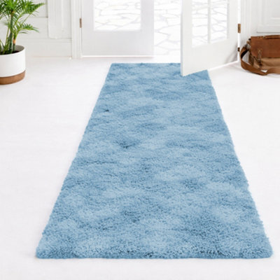 Aspire Homeware Non-Slip Tie Dye Teal Shaggy Rug Soft Fluffy, Hallways And Entryways Runner, (L)220Cm X (W)60Cm - image 1