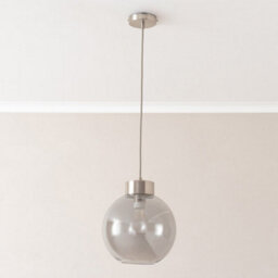 Valuelights Bellamy Smoked Glass Globe Brushed Chrome Cap Ceiling Pendant Light With Bulb - thumbnail 3