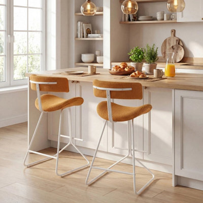 Set Of 2 Counter Height Stools Upholstered Fabric Bar Stools - image 1