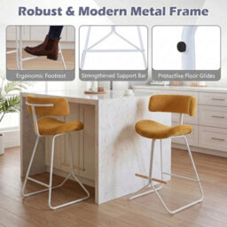 Set Of 2 Counter Height Stools Upholstered Fabric Bar Stools - thumbnail 4
