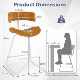 Set Of 2 Counter Height Stools Upholstered Fabric Bar Stools - thumbnail 2