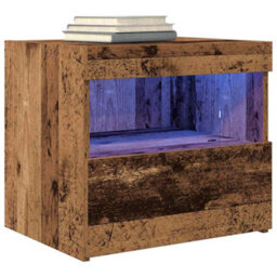 Berkfield Bedside Cabinets With Led Lights 2 Pcs Old Wood 50X40X45 Cm - thumbnail 4