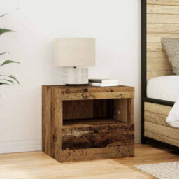 Berkfield Bedside Cabinets With Led Lights 2 Pcs Old Wood 50X40X45 Cm - thumbnail 5