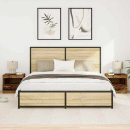 Berkfield Bedside Cabinets With Led Lights 2 Pcs Old Wood 50X40X45 Cm - thumbnail 1