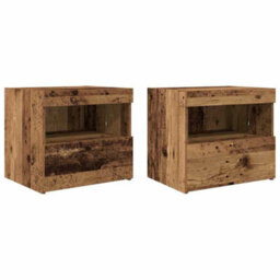 Berkfield Bedside Cabinets With Led Lights 2 Pcs Old Wood 50X40X45 Cm - thumbnail 2