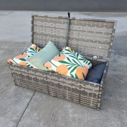 Rosen 9 Seater Grey Rattan Garden Dining Set With Storage Bench And Stool - thumbnail 9