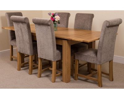 That's Furniture Richmond 140Cm - 220Cm Oak Extending Dining Table And 6 Chairs Dining Set With Washington Grey Fabric Chairs - image 1
