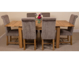That's Furniture Richmond 140Cm - 220Cm Oak Extending Dining Table And 6 Chairs Dining Set With Washington Grey Fabric Chairs - thumbnail 2