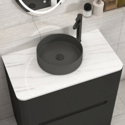 Royal Bathrooms Venice 800mm Matt Nocturne Black Freestanding Bathroom Countertop Vanity Unit 2 Drawer With Art Round Basin - thumbnail 6