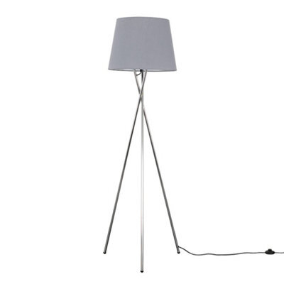 Valuelights Camden Chrome Tripod Floor Lamp With Grey Tapered Shade - image 1