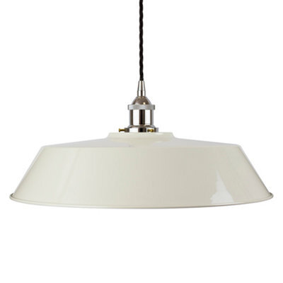 Clay White Large Chancery Painted Dome Pendant Light With Nickel Lamp Holder And Black Twisted Cable - Se Home - image 1
