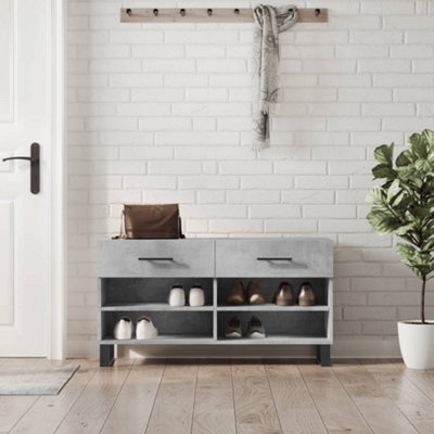 Berkfield Shoe Bench Concrete Grey 102X35X55 Cm Engineered Wood - image 1