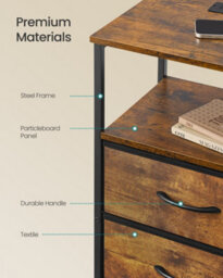 LEDREM Bedroom Bedside Table With Led Lights And Charging Station, Nightstand With 2 Drawers And 1 Shelf, Brown And Black - thumbnail 6