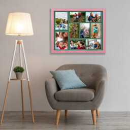 AK Frames 20X16 Pastel Pink Sleek Multi Photo Frame With Emerald Mount - Holds 9 Apertures (2X) 7X5, (7X) 6X4 Photos - thumbnail 3