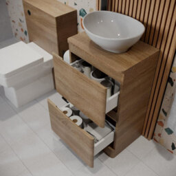 Affine Bathroom Cloakroom Vanity Unit Wash Storage Cabinet Countertop Basin Wood 500mm - thumbnail 2