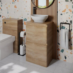 Affine Bathroom Cloakroom Vanity Unit Wash Storage Cabinet Countertop Basin Wood 500mm - thumbnail 1
